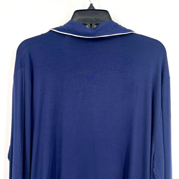 EBERJEY Women's Gisele Long PJ Set Medium Navy Blue Ivory TENCEL Modal NWOT - Picture 7 of 14